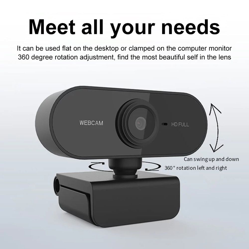 Full HD 1080P Webcam Computer PC Web Camera With Microphone Rotatable Cameras For Live Broadcast Video Calling Conference Work