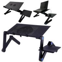 Cooling Fan Laptop desk Portable Adjustable Foldable Computer Desks Notebook Holder tv bed PC Lapdesk Table Stand With Mouse Pad