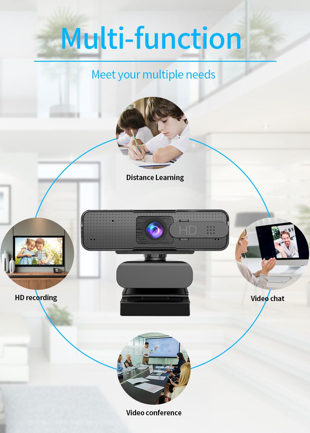 Ashu H701 Webcam 1080p Webcam Cover Auto Focus Web Camera With Microphone Web Camera For Computer Video Calling