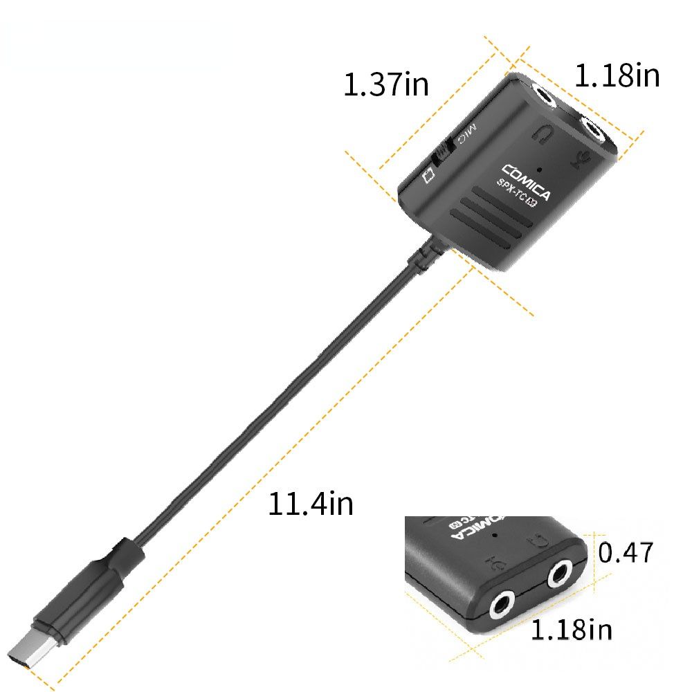 SPX-TC 3.5MM(TRS/TRRS) to Type-C/USB-C Dual Jack Splitter Microphone Audio Adapter Cable for Huawei Samsung Smartphone