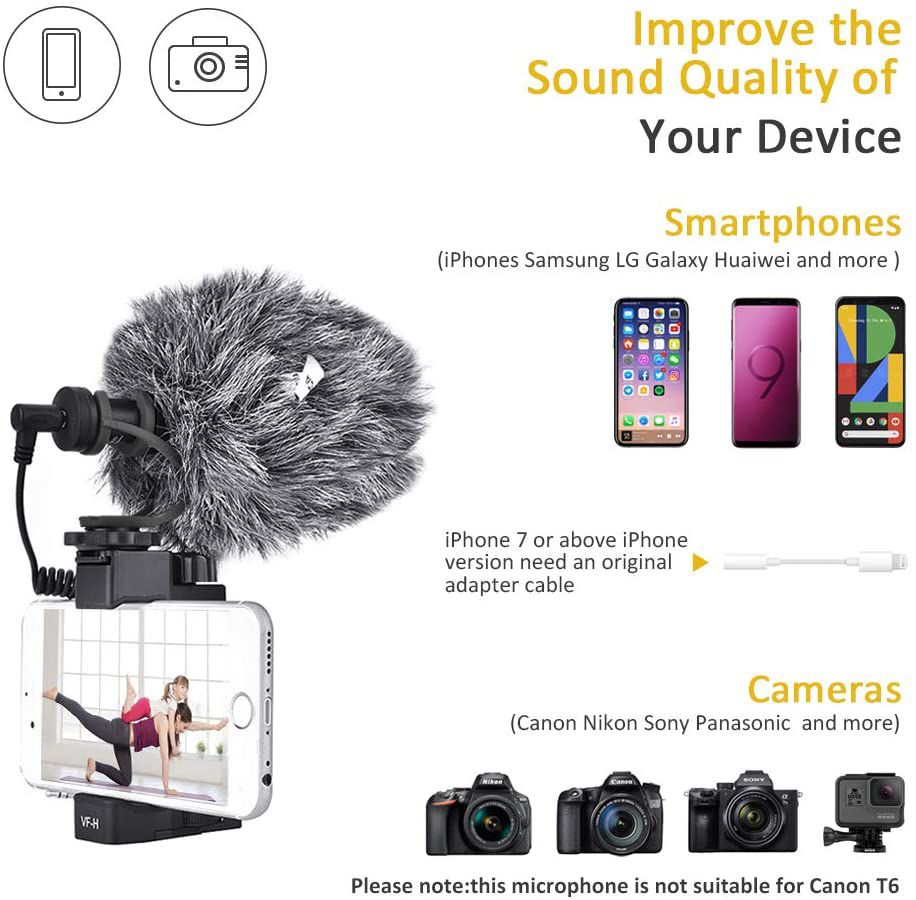 CVM-VM10II Video Recording Mic On Camera Microphone for Canon Nikon Sony DSLR Camcorder Mic for Android Smartphones