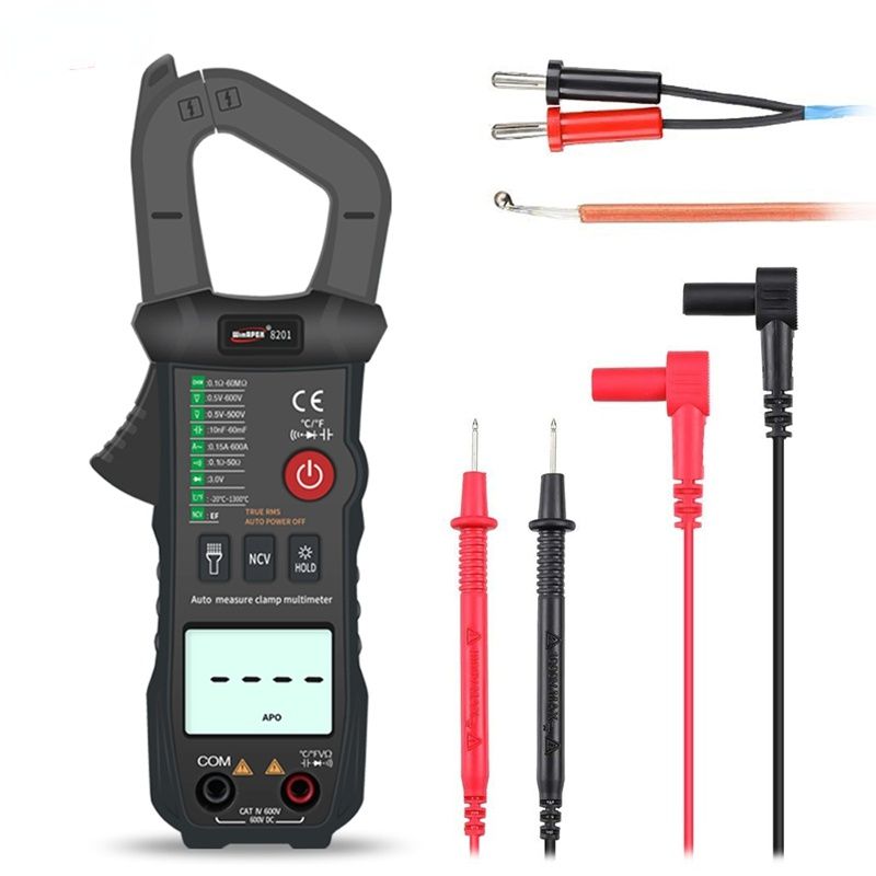 Digital Clamp Meter Auto Range 600A DC AC Volt Current Amp Ohm Capacitance Diode Temp Tester RMS NVC Mulimeter Ammeter