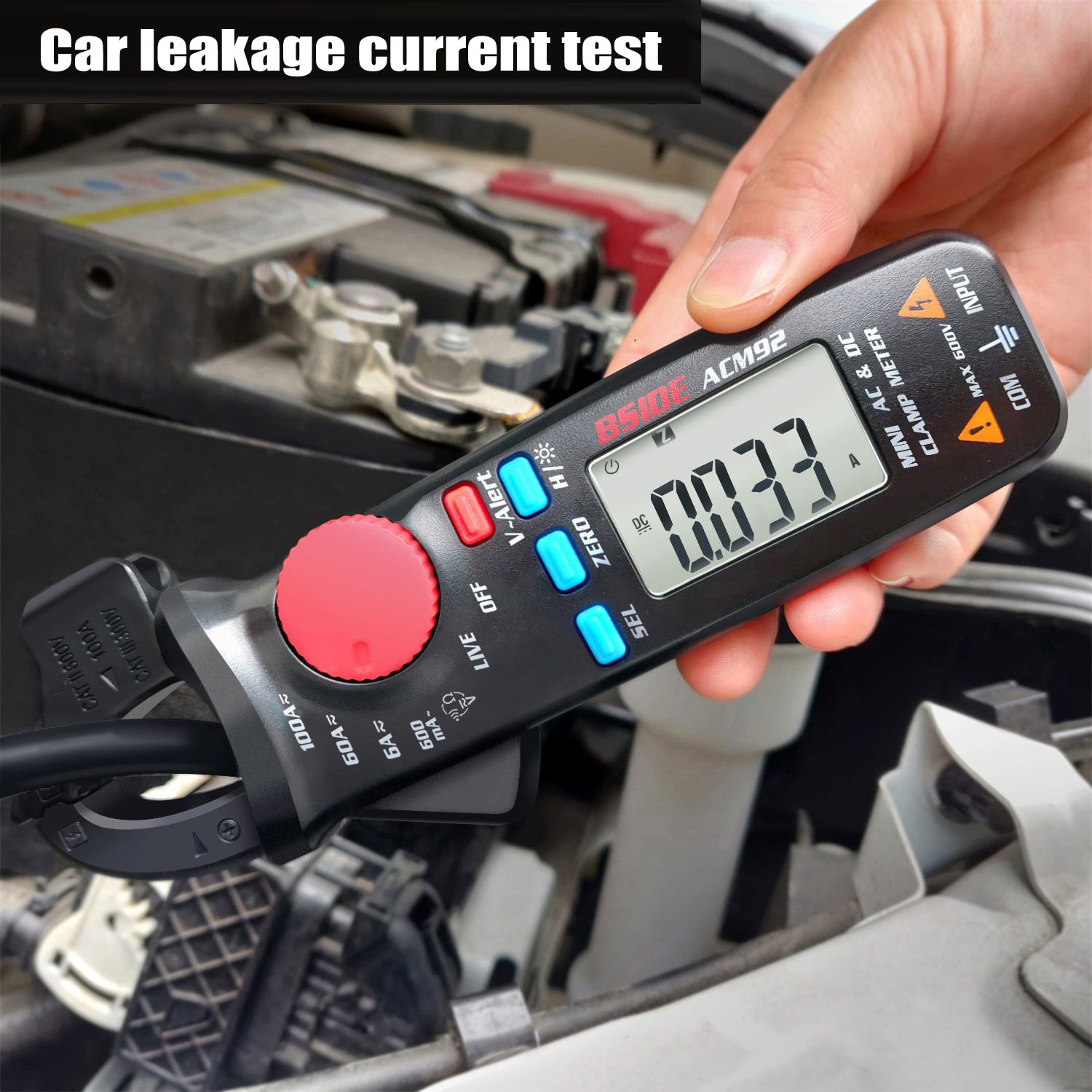 Digital Clamp Meter Multimeter ACM92 DC AC Current 100A 0.1/1mA Car repair Ammeter voltage Ohm Hz NCV Continuity Tester