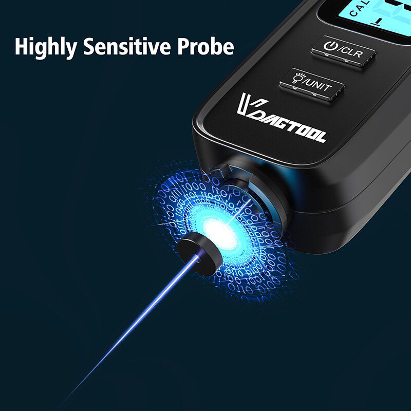 VDIAGTOOL VC100 OBD2 Digital Coating Thickness Gauge 1 micron/0-1300 Car Paint Film Thickness Tester Meter Measuring FE/NFE