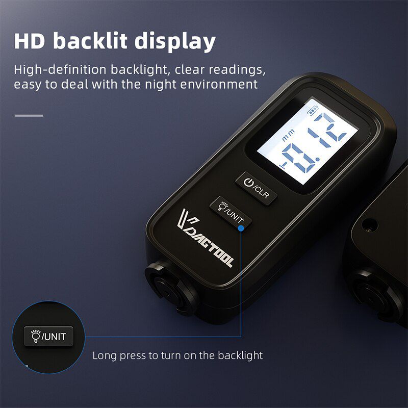 VDIAGTOOL VC100 OBD2 Digital Coating Thickness Gauge 1 micron/0-1300 Car Paint Film Thickness Tester Meter Measuring FE/NFE