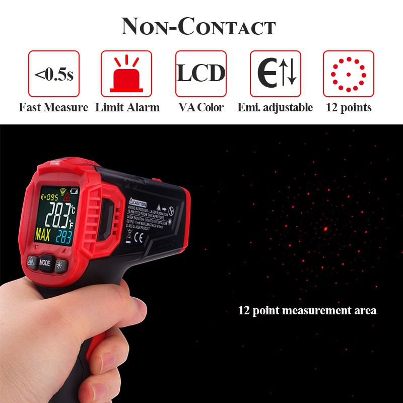 Digital Infrared Thermometer Handheld Temperature Meter Indicator Gun Laser Thermometer Pyrometer Touchless HT650A