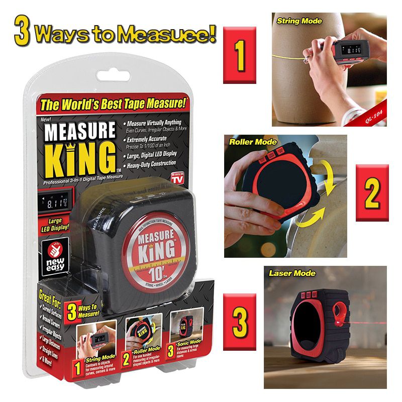 Multi-function Tape Measure Digital Laser Rangefinder Roller Cord  Ruler 3 in 1 Distance Round Irregular Shape Measurement Tool