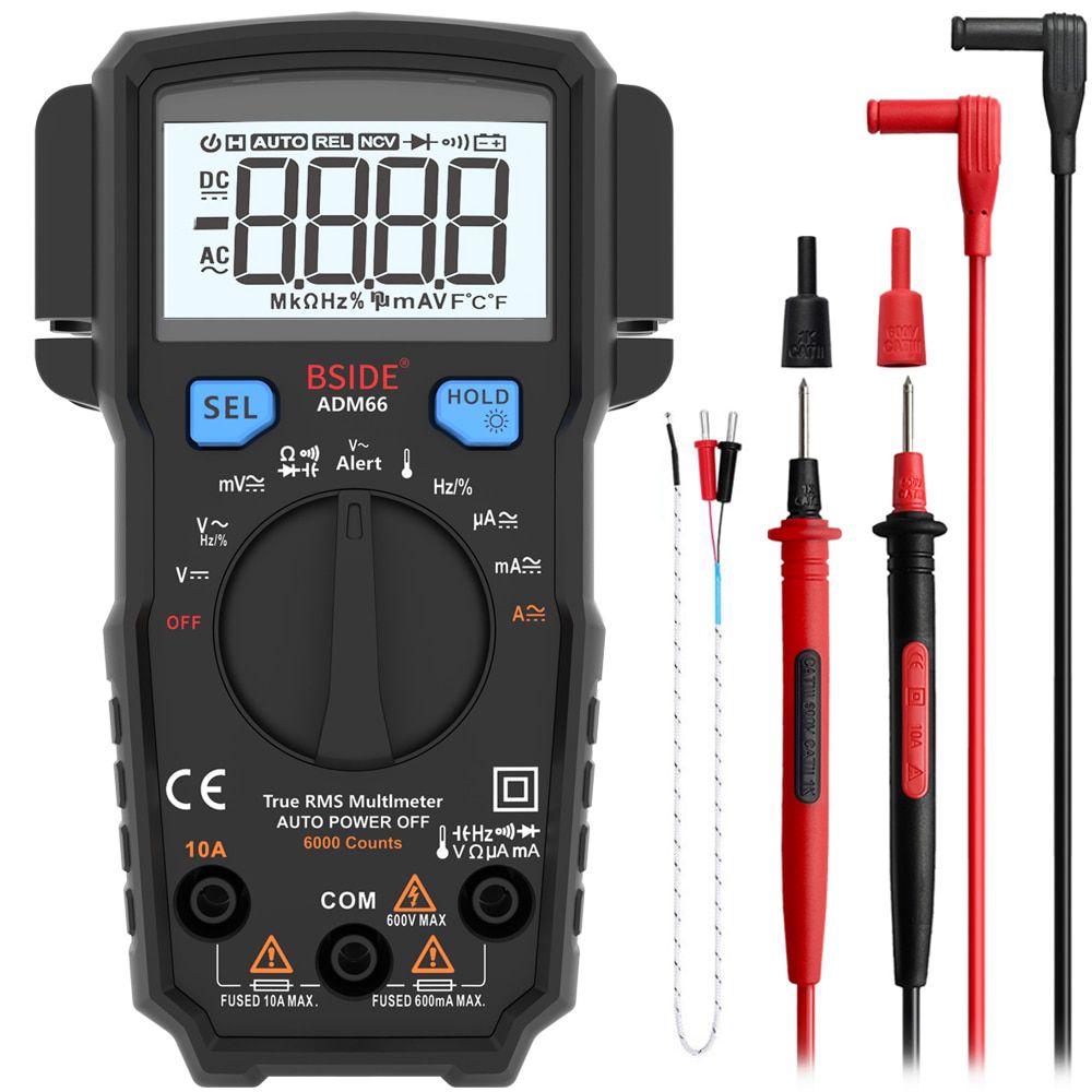 Digital Multimeter  ADM66 True RMS Ammeter Voltmeter Auto Range Voltage Capacitance Diode Temperature Amp NCV Hz Ohm Tester