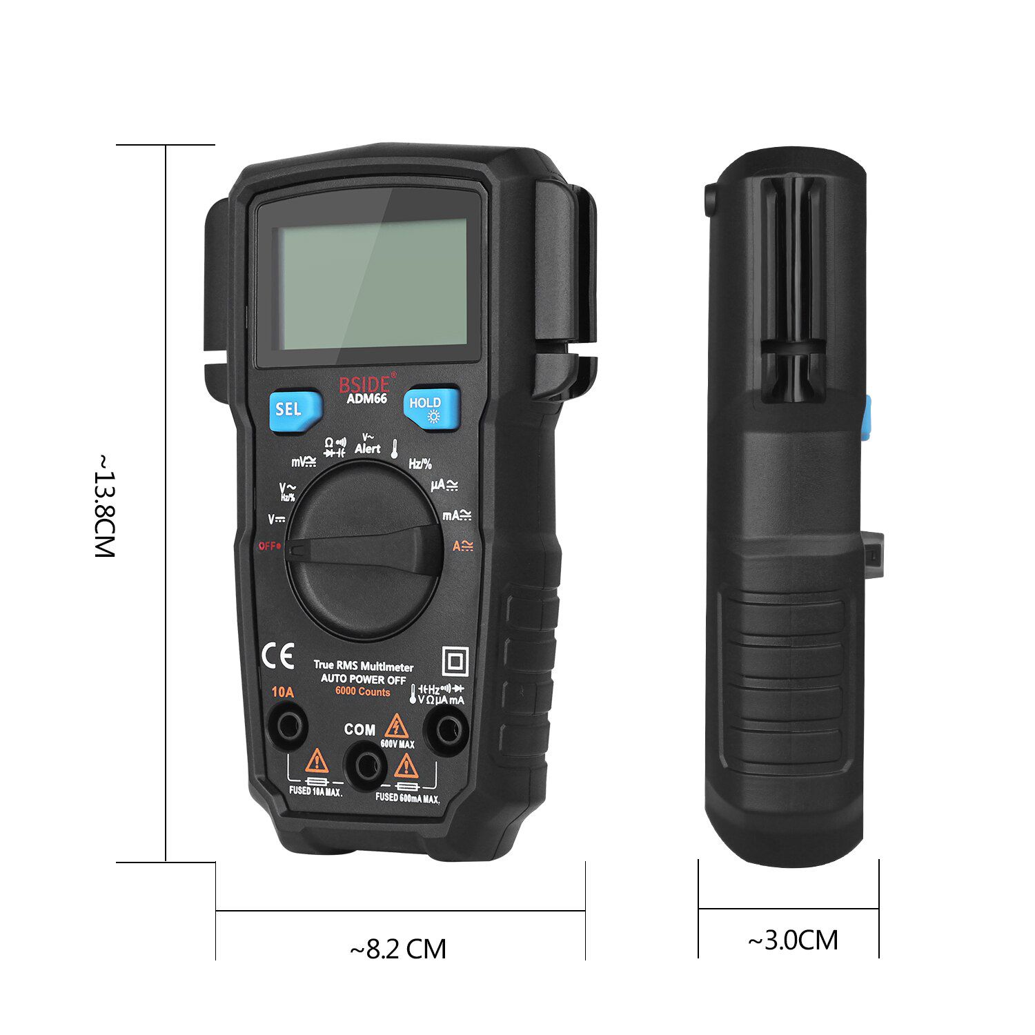 Digital Multimeter  ADM66 True RMS Ammeter Voltmeter Auto Range Voltage Capacitance Diode Temperature Amp NCV Hz Ohm Tester