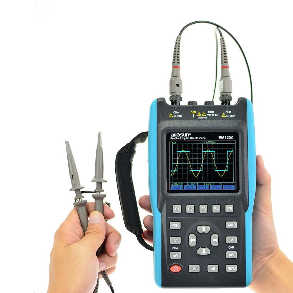 2in1 Handheld Oscilloscope 2 Channels with Color Screen Scope Digital Multimeter DMM Meter EM1230