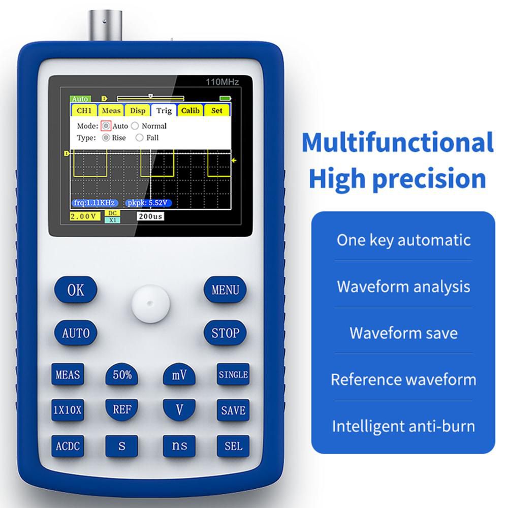 FNIRSI-1C15 Professional Digital Oscilloscope 500MS/s Sampling Rate 110MHz Analog Bandwidth Support Waveform Storage