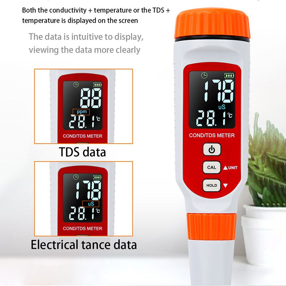 AR8211+/ AR8211 Digital Pen-type Conductivity/TDS Meter Water Quality Conductivity Monitor TDS Tester Measurement Tool LED Colorful Display