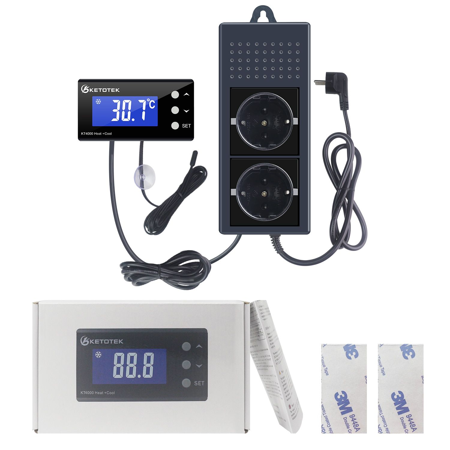 KT4000/KT5000 Digital Reptile Dimming Aquarium Temperature Controller Outlet PID Heating Cool Chauffage Regulator Thermostat EU/UK Plug