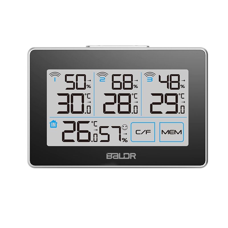 3 Wireless Remote Sensor Weather Station Smart Home Thermometer Hygrometer In/Outdoor Touch Screen Digital Temp Humidity Monitor