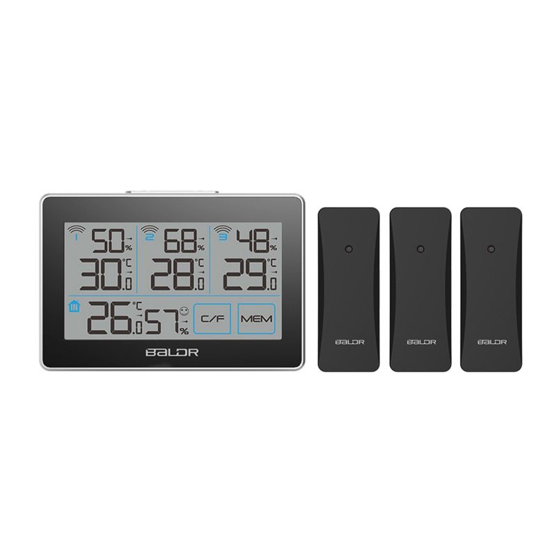 3 Wireless Remote Sensor Weather Station Smart Home Thermometer Hygrometer In/Outdoor Touch Screen Digital Temp Humidity Monitor