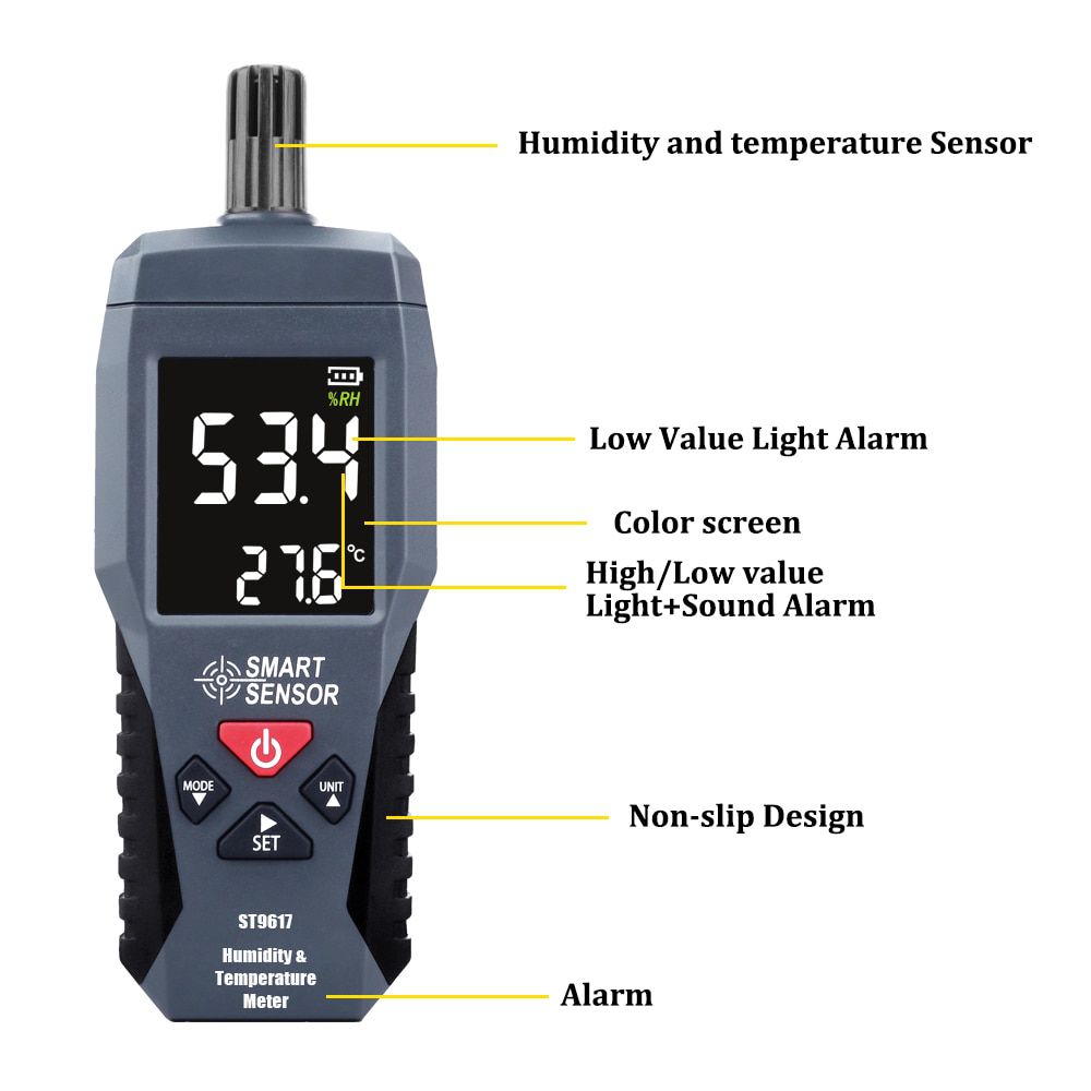 ST9617 ST6817 Digital Temperature Humidity Meter Colorful LCD Home Indoor Outdoor hygrometer thermometer Weather Station Handheld with Alarm