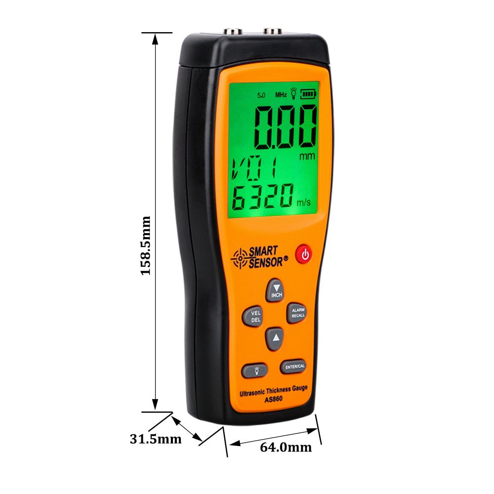 AS840 AS850 AS860 Digital Ultrasonic Thickness Gauge Sound Velocity Meter Steel Tube Metal plastic Glass ceramic Depth Width Measuring Instrument