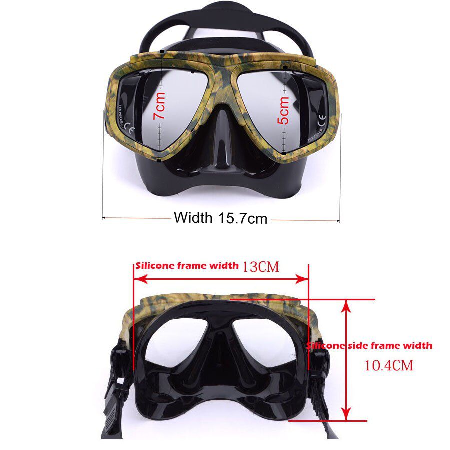 diving Mask Camouflage anti fog for spearfishing gear swimming masks googles nearsighted lenses short-sighted