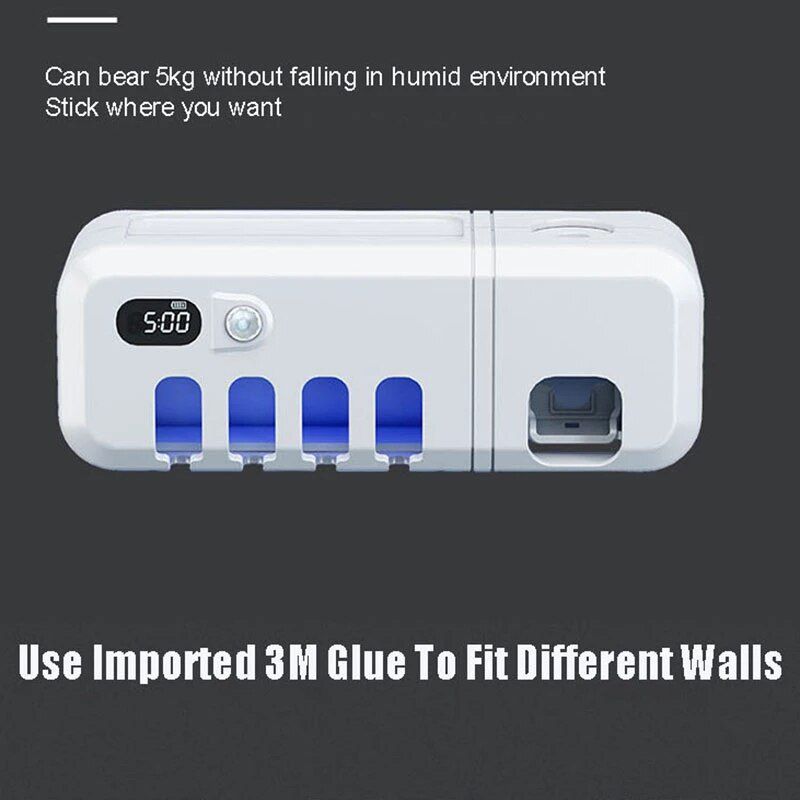 Double Sterilization Electric Toothbrush Holder Strong Load-Bearing Toothpaste Dispenser Smart Display Bath Accessories