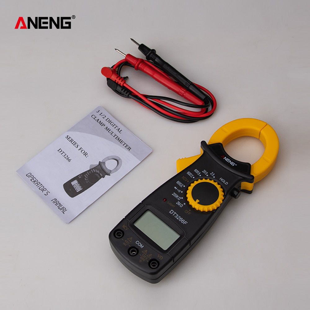 DT3266F Mini Digital Multimeter Ampere Electrical Clamp Meter AC / DC Voltage NCV Resistance Diode Tester with Buzzer