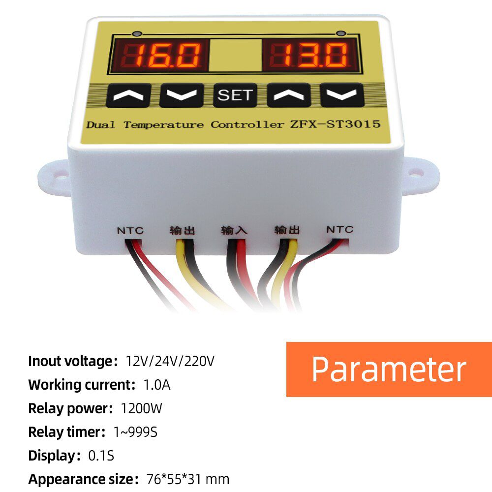 ZFX-ST3015 Dual Temperature Controller Incubator Controller temperature Humidity Thermostat Temperature Controller Regulator