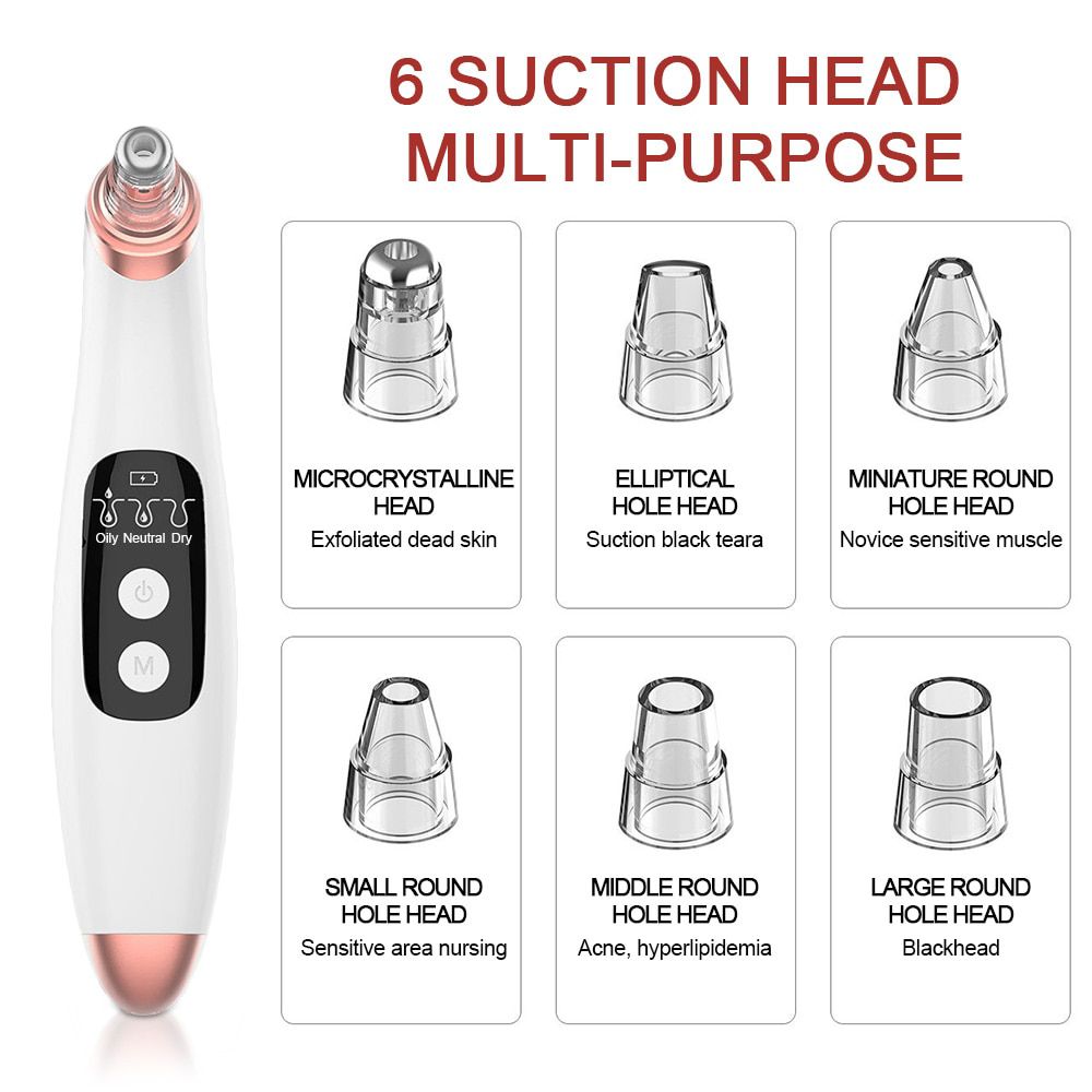 Electric Blackhead Remover Vacuum Face Ance Pore Cleaner Vacuum Skin Care Suction Pimple Clean Skin Scrubber Nano Facial Steamer