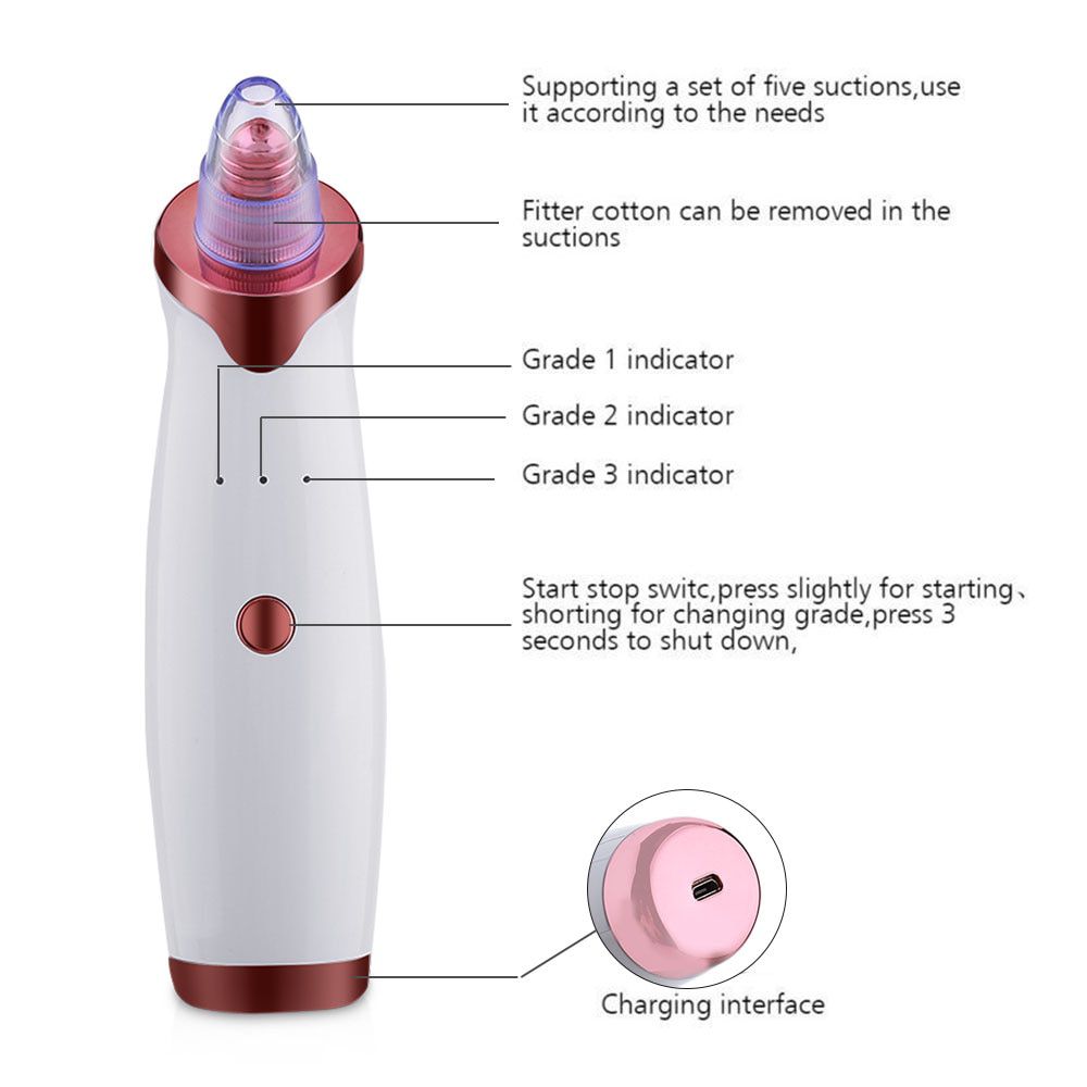 Electric Blackhead Remover Vacuum Face Ance Pore Cleaner Vacuum Skin Care Suction Pimple Clean Skin Scrubber Nano Facial Steamer