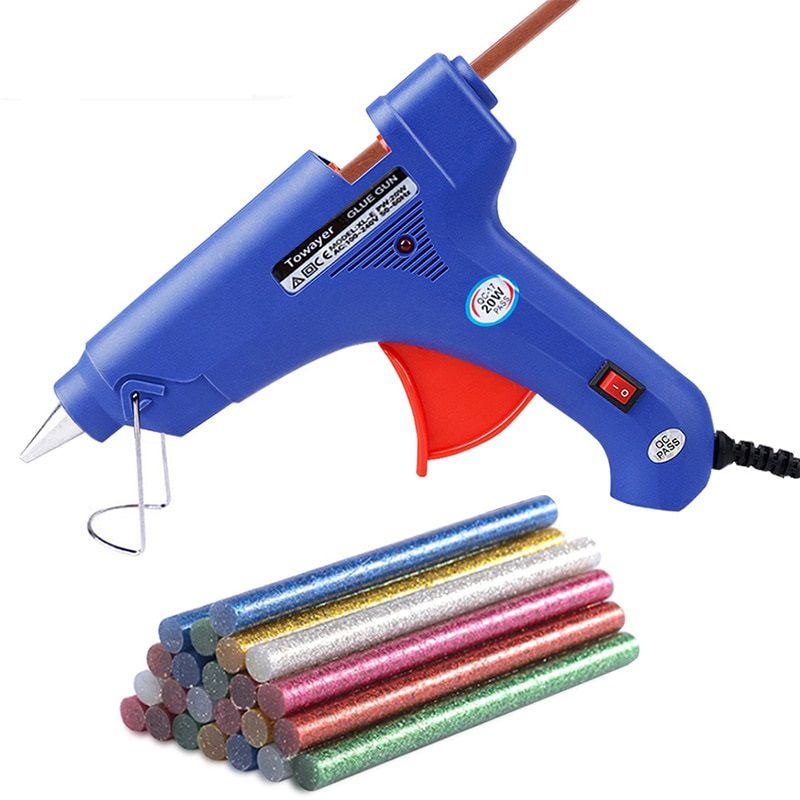 20W Glue Gun with 7*100MM Hot Glue Sticks Mini Hot Melt Glue Gun Industrial DIY Thermo Electric Gun Heat Temperature Repair Tool