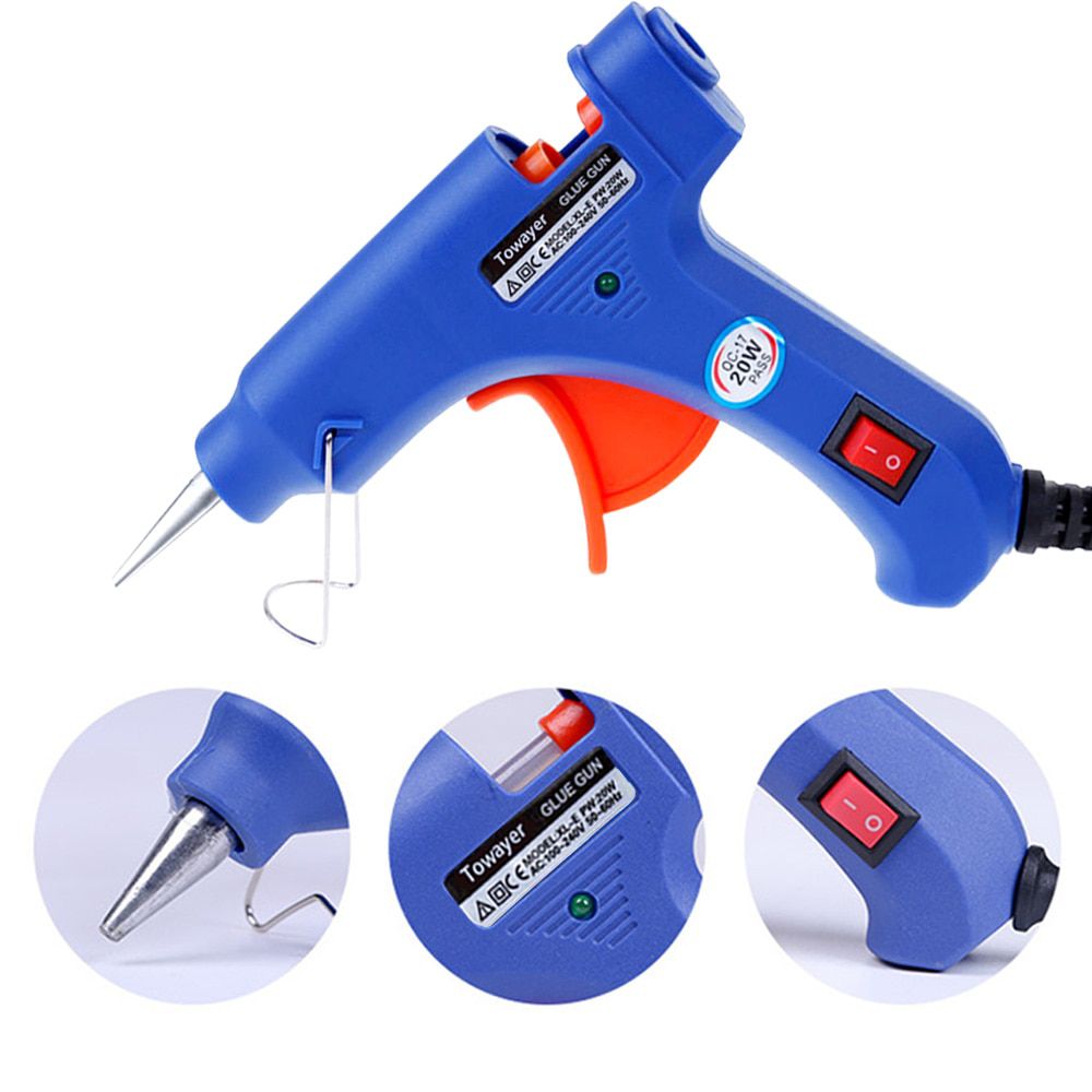 20W Glue Gun with 7*100MM Hot Glue Sticks Mini Hot Melt Glue Gun Industrial DIY Thermo Electric Gun Heat Temperature Repair Tool