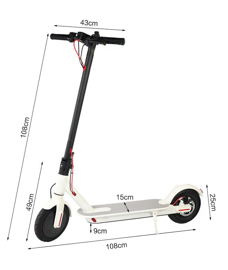 Electric scooter with 8.5 inch pneumatic tires, foldable adult wheeled electric scooter, portable electric scooter for commuting