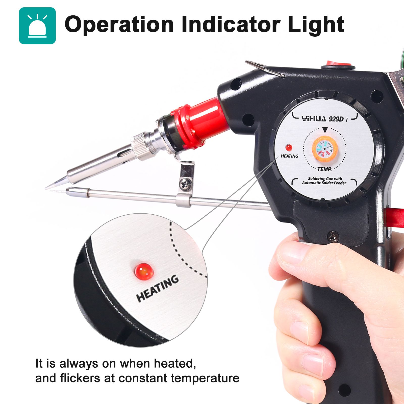 YIHUA 929 Temperature Adjustable Tin Electric Soldering Iron Automatic  Sending Solder Wire Hand-held Soldering Tool