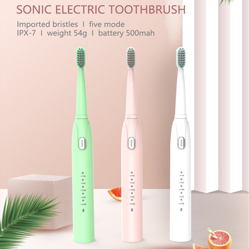 Sonic Electric Toothbrush Adult Timer Brush 4 Mode USB Charger Rechargeable IPX7 Tooth Brushes Replacement Heads Set