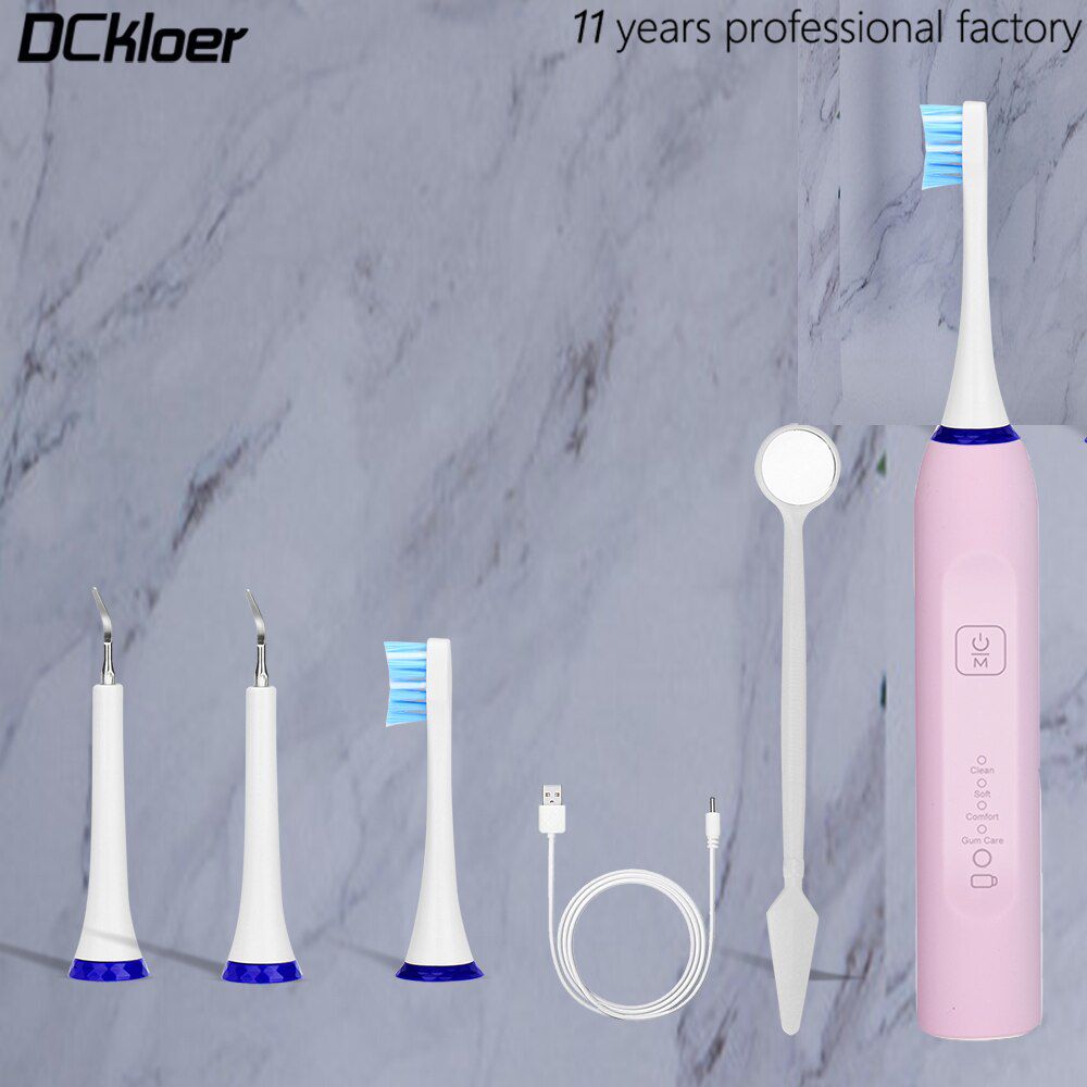 Electric Toothbrush Scaler 2 in 1 Dental Vibrition Sonic Remove Calculus Smoke Stain Tartar Clean Whiten Teeth Replaceable Head