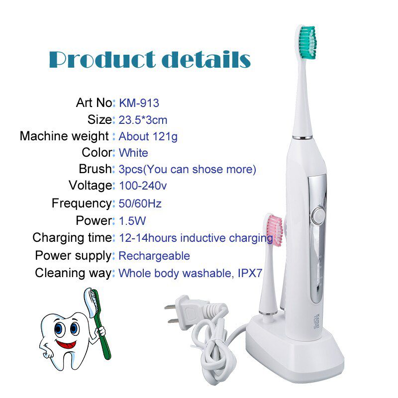 ultrasonic electric toothbrush rechargeable toothbrush for adults washable sonic teeth brush wave