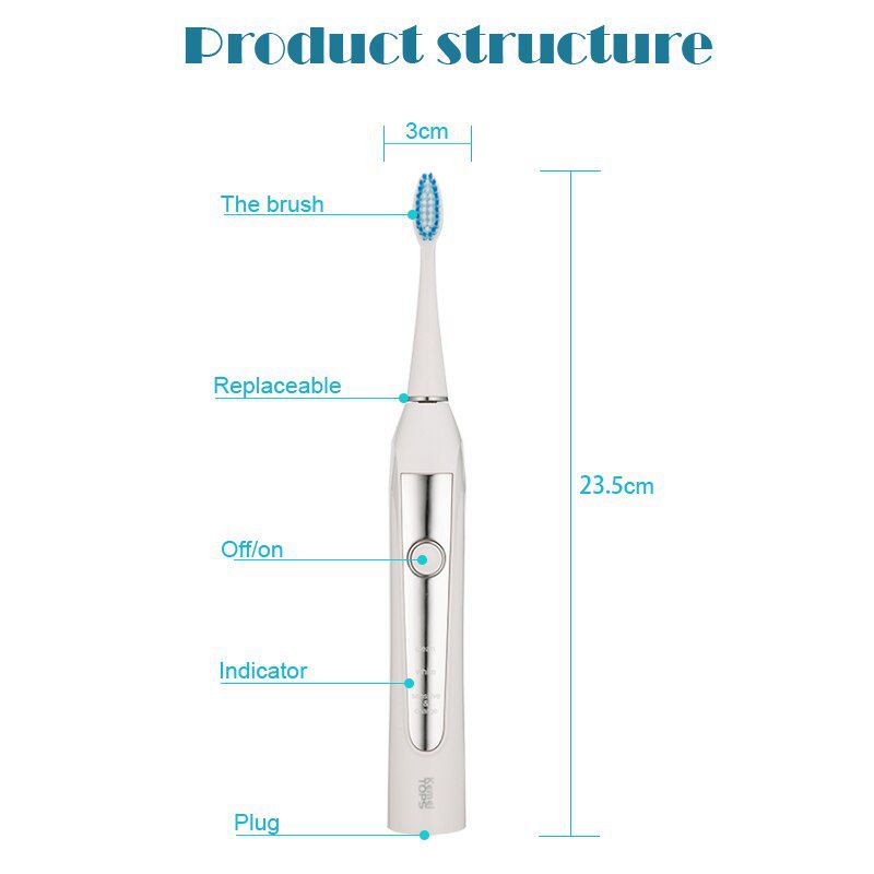 ultrasonic electric toothbrush rechargeable toothbrush for adults washable sonic teeth brush wave