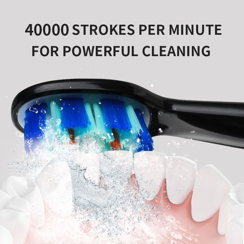 Electric Toothbrush Clean as Dentist Rechargeable Sonic Toothbrush with Smart Timer 5 Modes Travel Toothbrush with 3 Brush Heads