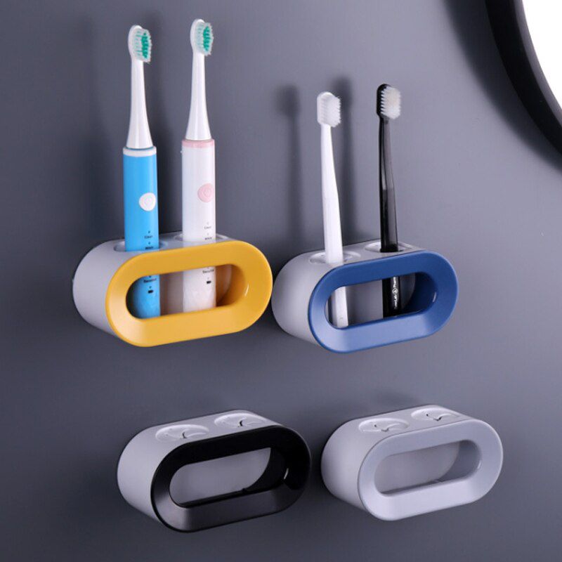 Electric Toothbrush Holder Double Hole Self-adhesive Stand Rack Wall-Mounted Holder Storage Space Saving Bathroom Accessories