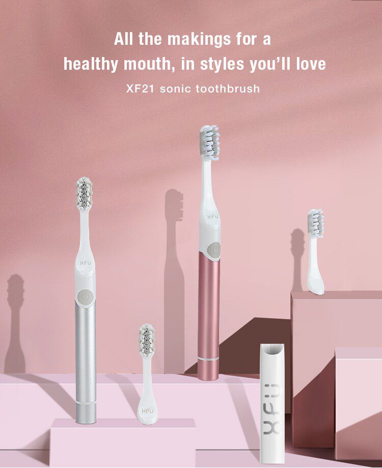 2 in 1 Electric Toothbrush Holder Sonic Tooth Brush IPX7 Battery Power Copper Metal Travel Cover Mount 2 Minute Auto-Timer