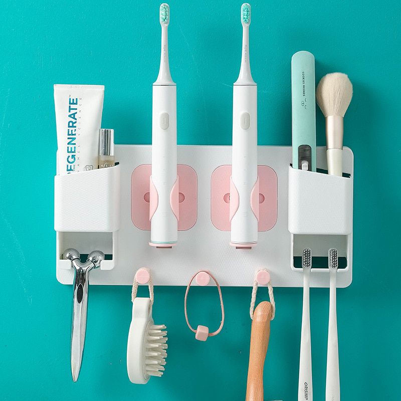 Multi-functional Electric Toothbrush Rack Two Position Cup Holder Creative Bathroom Accessories Organizer Toothpaste Dispenser