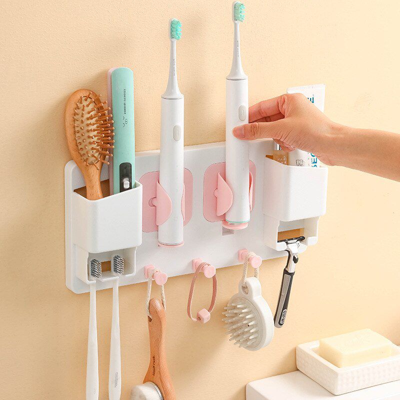 Multi-functional Electric Toothbrush Rack Two Position Cup Holder Creative Bathroom Accessories Organizer Toothpaste Dispenser