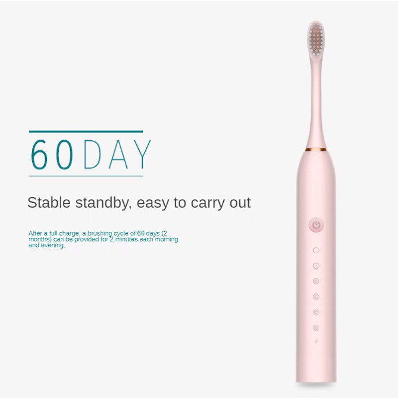 Electric Toothbrush Sonic Brush Head Adult Timer Brush 6 Mode USB Charger Rechargeable Tooth Brushes Replacement Heads Set