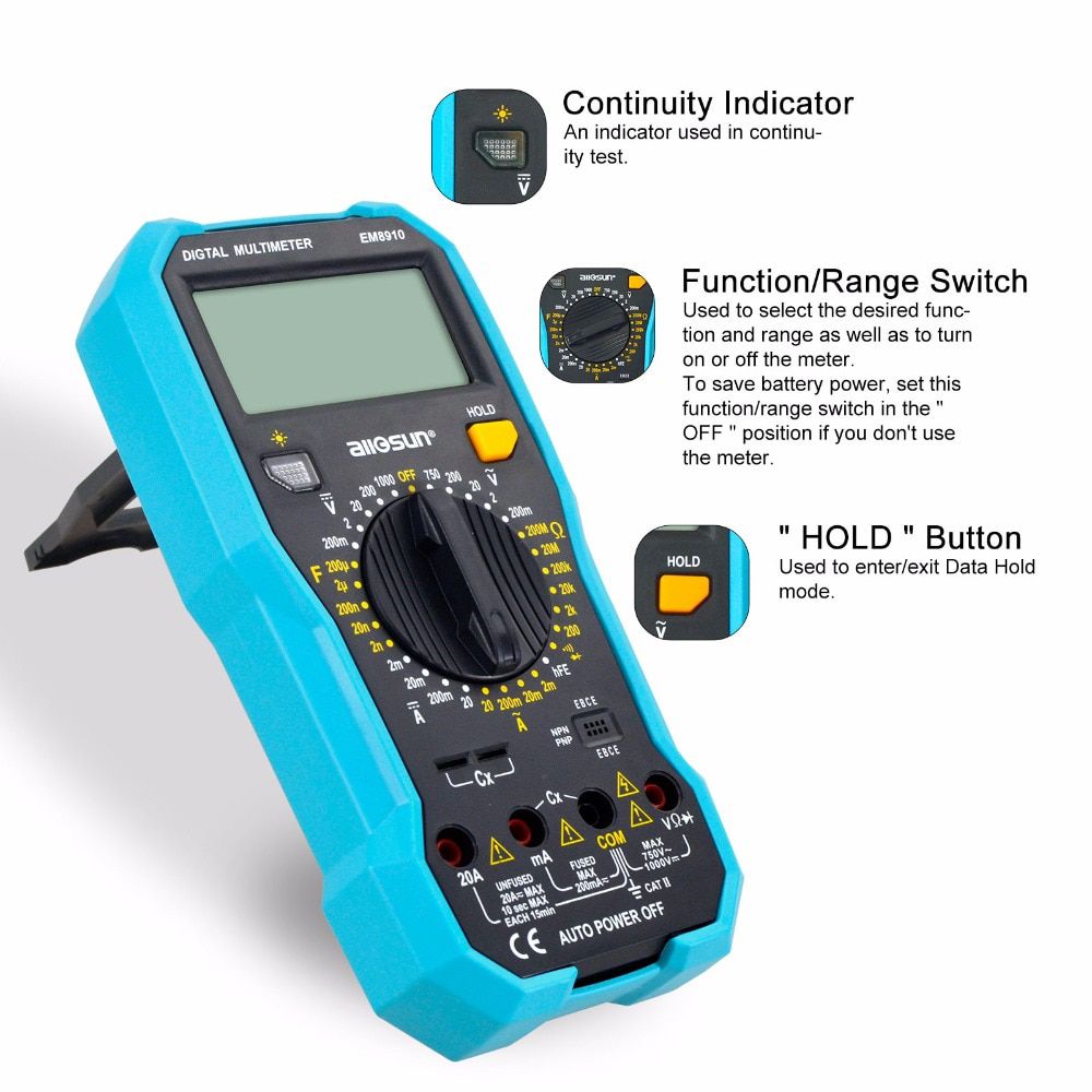 EM8910 Digital Multimeter Multi tester Backlight AC/DC Ammeter Voltmeter Ohm Portable Meter voltage meter