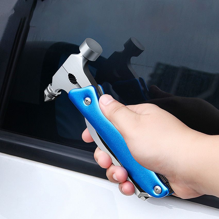 Outdoor Emergency Escape Tool Safety Seatbelt Cutter Window Glass Breaker LED Flashlight Multifunction for Camping, Car, Hiking