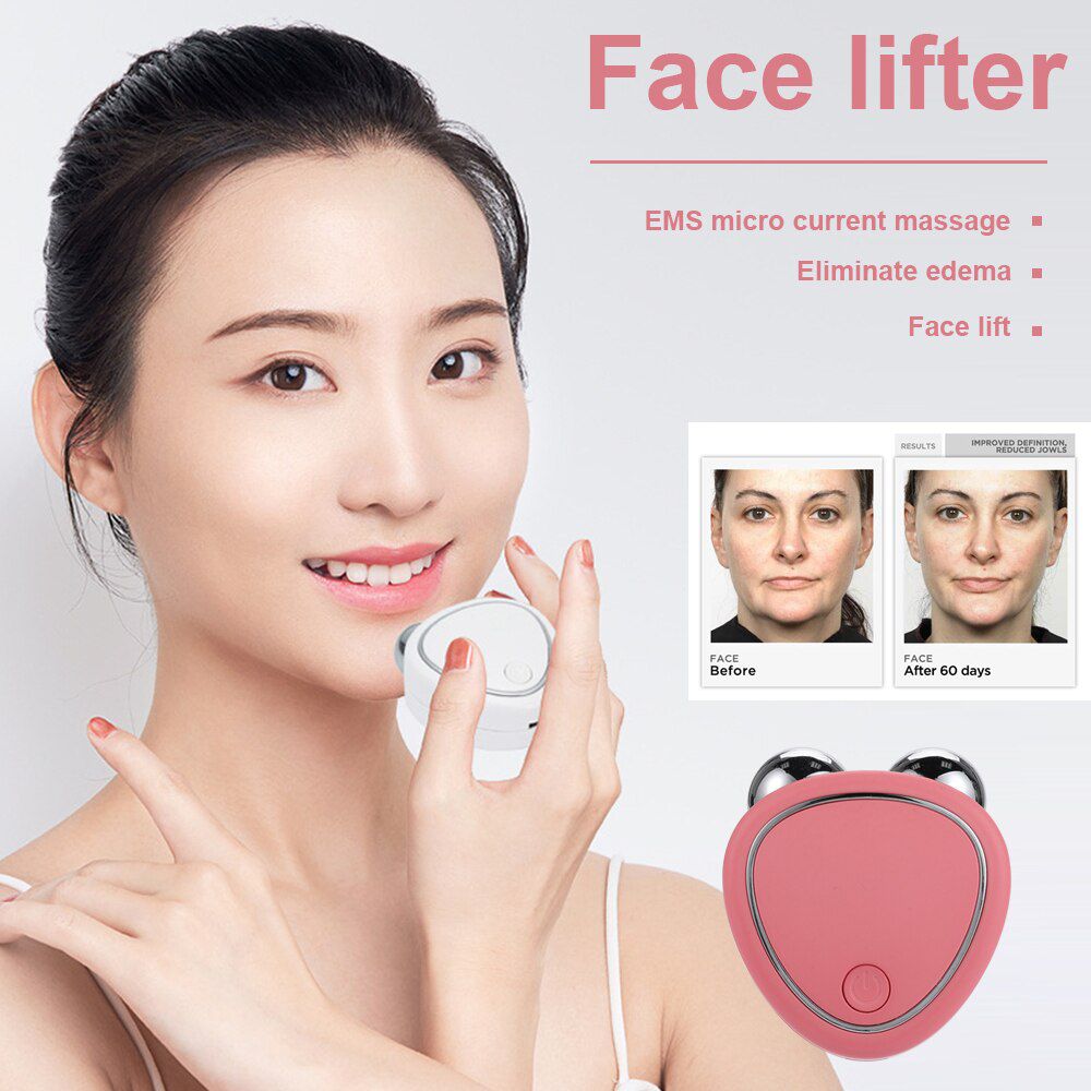 EMS Electric Facial Massager Micro-Current Facial Love Shape Mini Tightening Rejuvenation Facial Wrinkle Remover Beauty Tools