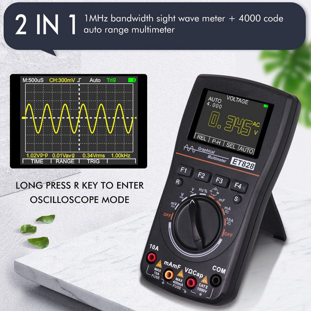 ET828 2 In 1 Intelligent Digital Oscilloscope Auto Range Graphical Multimeter 2.4