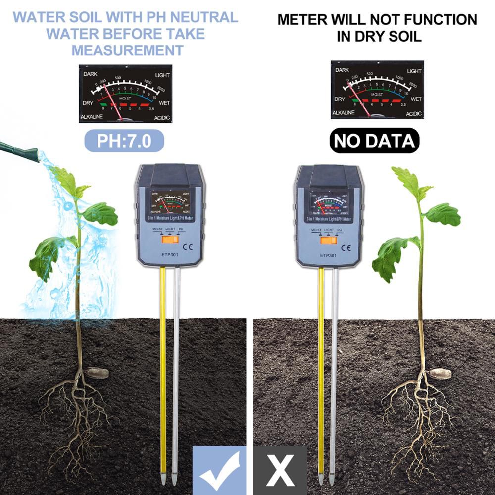 ETP301 Plant Flowers Garden PH Moisture Light Tester hydroponics Analyzer Farming