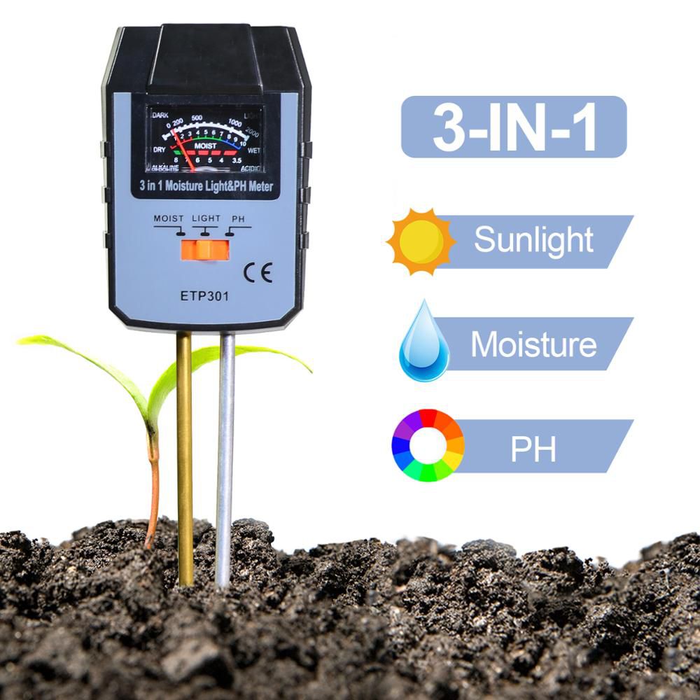 ETP301 Plant Flowers Garden PH Moisture Light Tester hydroponics Analyzer Farming