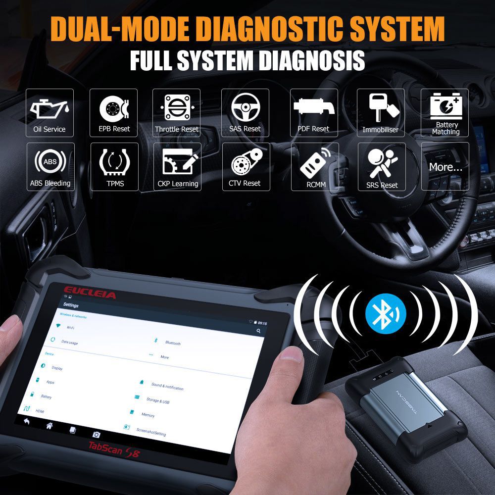 EUCLEIA TabScan S8 Pro Automotive Intelligent Dual-mode Diagnostic System Free Update Online for 18 Months