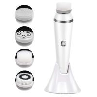 Facial Cleansing Brush Rechargeable Electric Spin Face Brush Waterproof Face Scrubber Massager with 4 Brush Heads Facial Cleaner