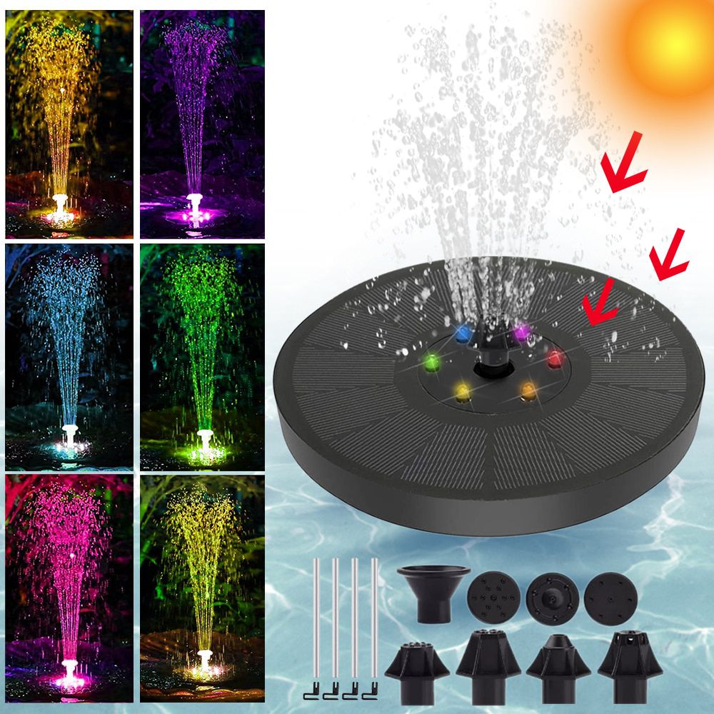 Floating Solar Water Fountain Lights Garden Waterfall Fountain Pond Bird Bath Solar Panel Powered Water Pump Garden Decoration